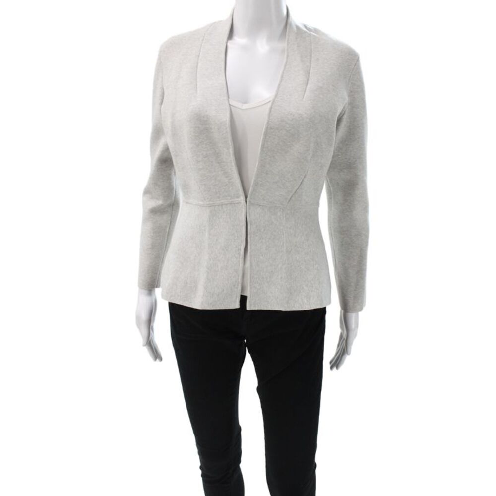 L.K. Bennett Women Basic Gray Viscose Jacket Long Sleeve Size S